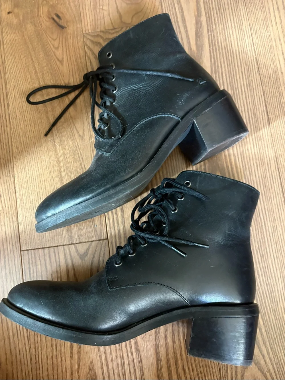 Jeffrey Campbell Black Lace-Up Leather Boots